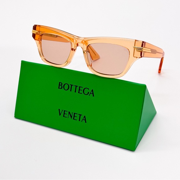 NEW BOTTEGA VENETA BV1122S 007 ORANGE BEIGE SQUARE WOMEN SUNGLASSES